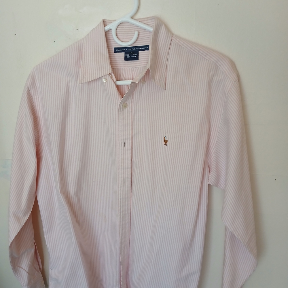 Ralph Lauren Men's Pink Striped Button Down Shirt